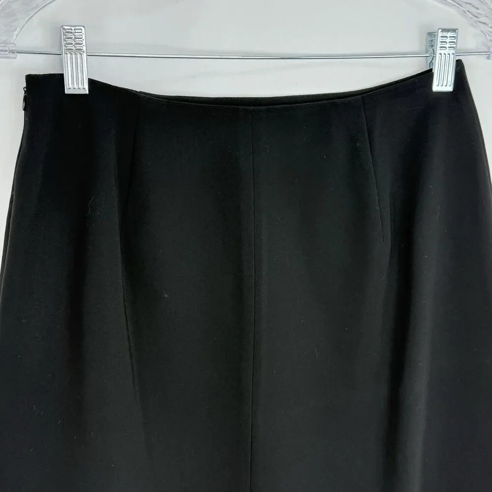 Jones New York Vintage Triacetate Pencil Straight Slit Career Skirt Size 8 Black